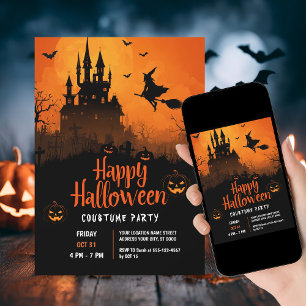 Witch & Pumpkins Night Costume Party Inbjudningar
