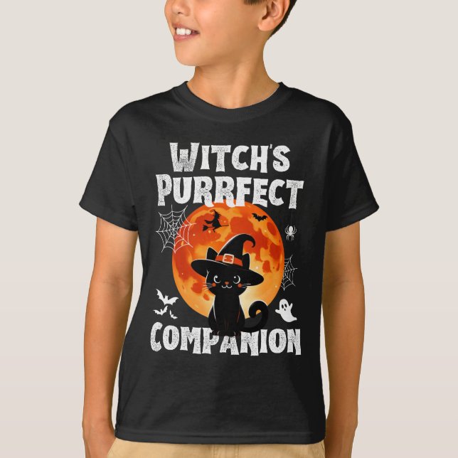 Witch Purrfect Assion Cute Halloween Cat T Shirt (Framsida)