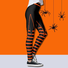 Witch Rand i Orange och Black Faux Skirt Leggings