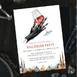 Witch Red Vin | Funny Vuxen Halloween fest Inbjudningar<br><div class="desc">Talande och lustigt vuxen Halloween fest-inbjudningar med en vattenfärgad illustration av en läskig häxas hand som håller ett glas rött vin. Texten kan redigeras helt och hållet,  och händelsen kan ändras till "COSTUME PARTY" osv. Den omvända sidan är en orange för samordnad mörk.</div>