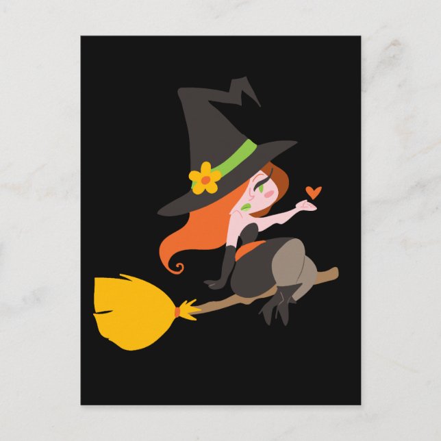 Witch Riding a Broomstick Vykort (Framsida)