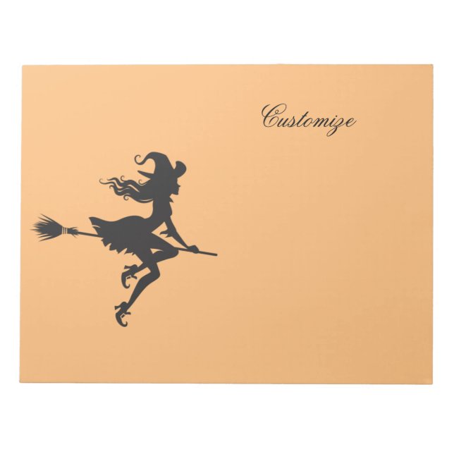 Witch Riding Broom Halloween Thunder_Cove Anteckningsblock (Framsida)