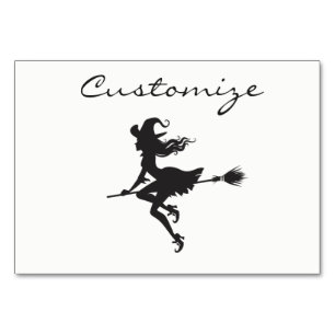 Witch Riding Broom Halloween Thunder_Cove Bordsnummer