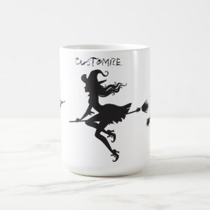 Witch Riding Broom Halloween Thunder_Cove Kaffemugg