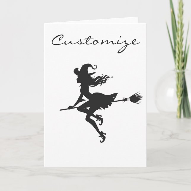 Witch Riding Broom Halloween Thunder_Cove Kort (Framsida)