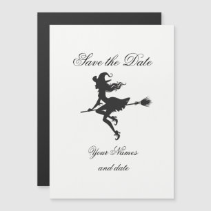 Witch Riding Broom Halloween Thunder_Cove Magnetisk Inbjudningskort