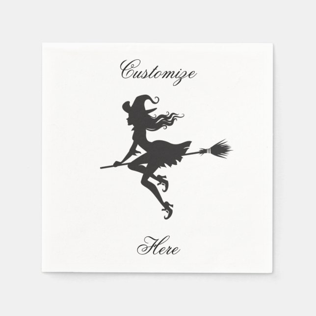 Witch Riding Broom Halloween Thunder_Cove Pappersservett (Framsidan)