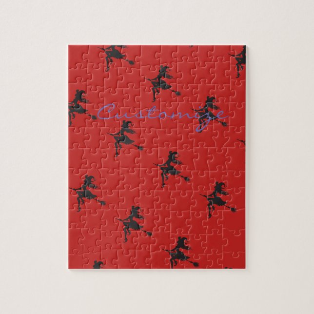 Witch Riding Broom Halloween Thunder_Cove Pussel (Vertikal)