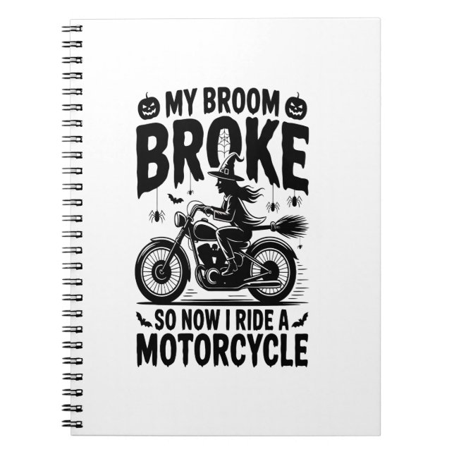 Witch Riding Motorcycle Halloween Anteckningsbok (Framsidan)