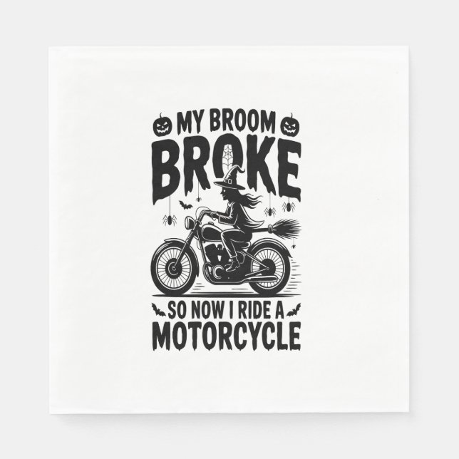 Witch Riding Motorcycle Halloween Pappersservett (Framsidan)