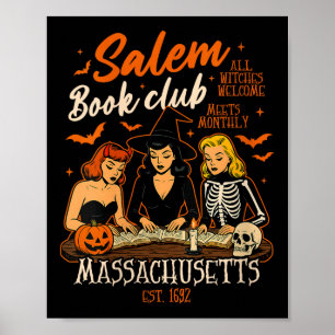 Witch Salem Bok Clu för Womens Halloween Bok Poster