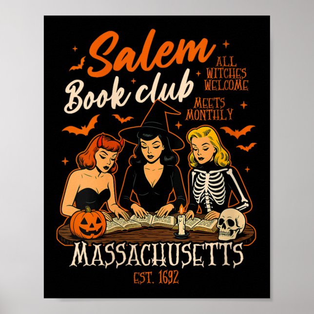 Witch Salem Bok Clu för Womens Halloween Bok Poster (Framsidan)