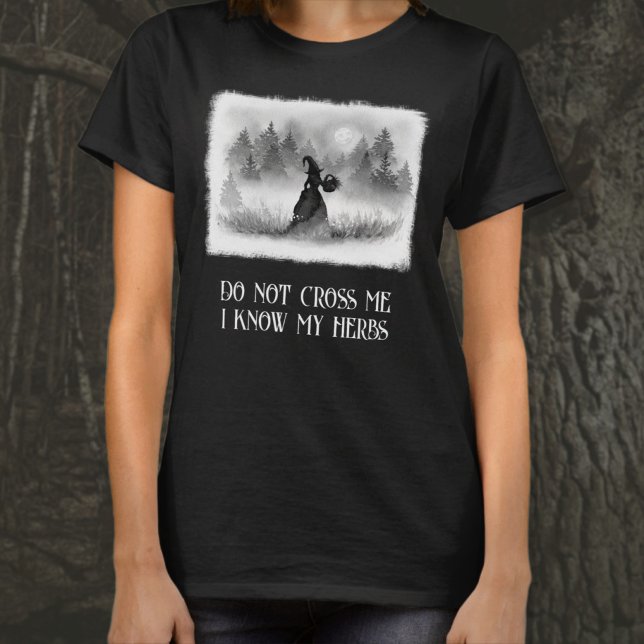 Witch Samling-Örter vid Full Moon Black and White T Shirt (Skapare uppladdad)