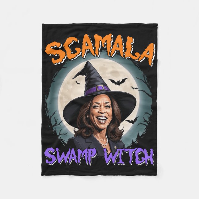 Witch Scamala Harris Anti Kamala Halloween Black P Fleecefilt (Framsidan)