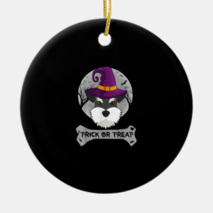 Witch Schnauzer Bus eller godis Rolig hund Hallowe Julgransprydnad Keramik
