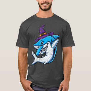 Witch Shark Girls Halloween T Shirt