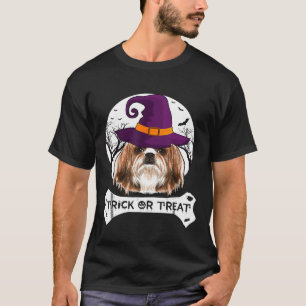 Witch Shih Tzu Bus eller godis Hund Halloween Cost T Shirt