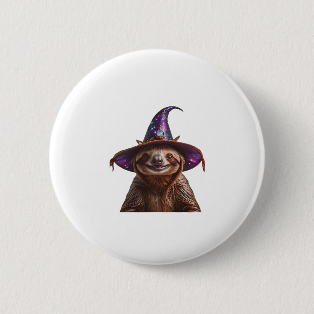 Witch Sloth Halloween bus eller godis pooky pumpki Knapp (Framsida)