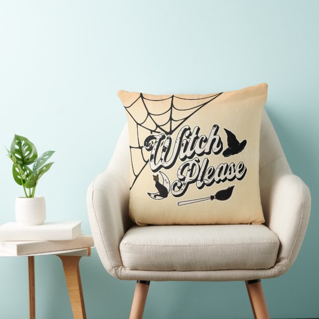 Witch, snälla | Funny Halloween-citat Kudde (Stol)