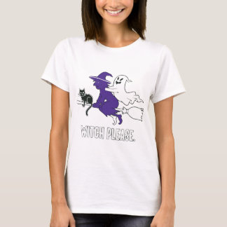 Witch, snälla... Funny Halloween-flygande Witch Gh T Shirt