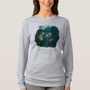 Witch, snälla, I Gnistra (Grått), sömnad T Shirt