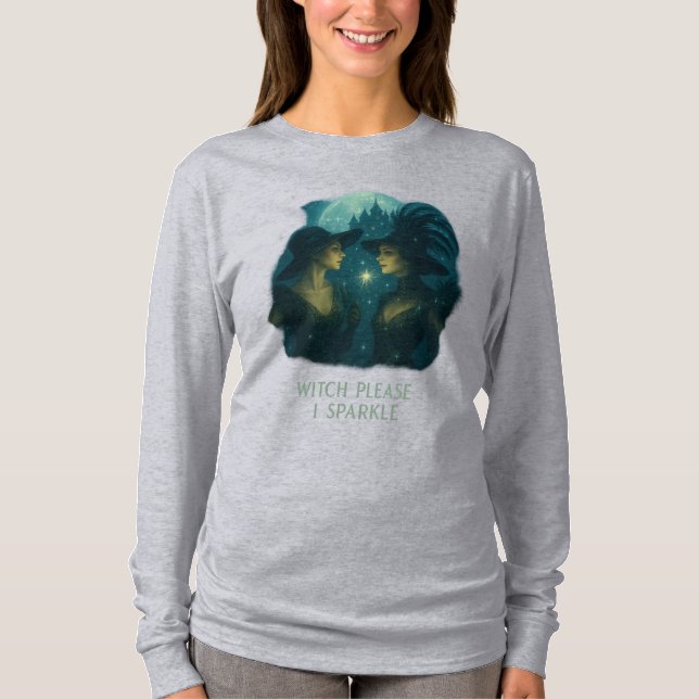 Witch, snälla, I Gnistra (Grått), sömnad T Shirt (Framsida)
