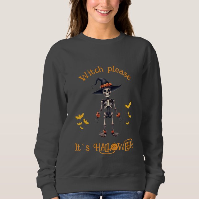 Witch, snälla, kul Halloween T Shirt (Framsida)