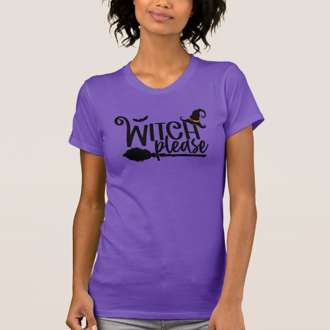 Witch, snälla - Kvinnor Halloween Cotton T Shirt (Framsida)