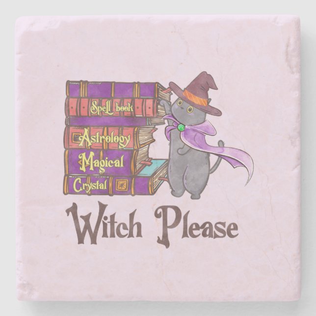 Witch, snälla - Witch Black Cat Stenunderlägg (Framsidan)