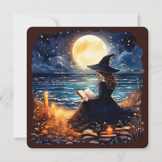Witch som läser Bok - Wicca Halloween 1 (Framsida)
