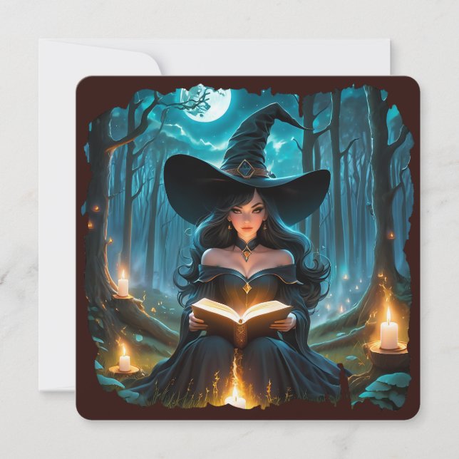 Witch som läser Bok - Wicca Halloween 2 (Framsida)