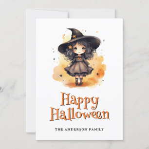 Witch Spöken Pumpkins Happy halloween Card Julkort