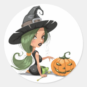 Witch Sticker Runt Klistermärke