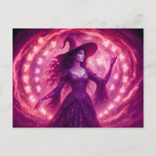 "Witch summoning runda" i en magisk cirkel Helg Vykort