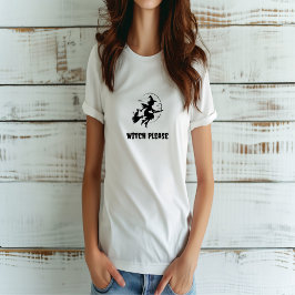 Witch, svart och vit kvinna Halloween T Shirt