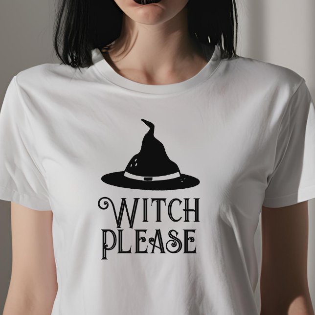 Witch, svart och vit kvinna Halloween T Shirt (Skapare uppladdad)