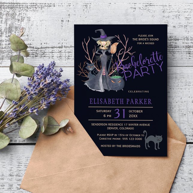 Witch svarta katter Halloween möhippa party Inbjudningar (Skapare uppladdad)