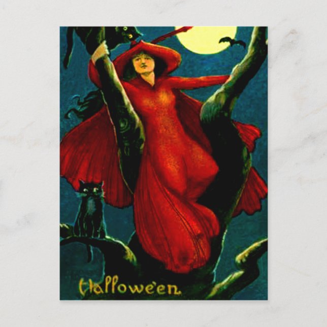 Witch & Svarta katter Vykort (Framsida)