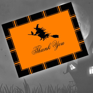 Witch Tack Halloween Black/Orange Vykort