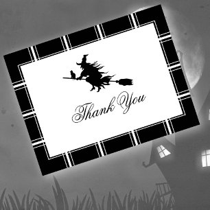 Witch Tack Halloween Black Vykort