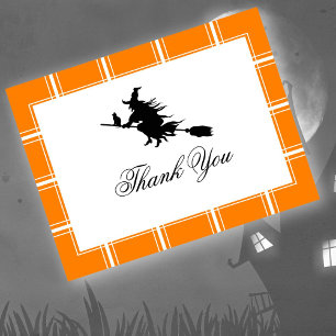 Witch Tack Halloween Orange Vykort