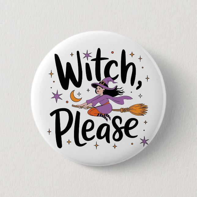 Witch, tack - Roligt och Sassy Halloween-design Knapp (Framsida)