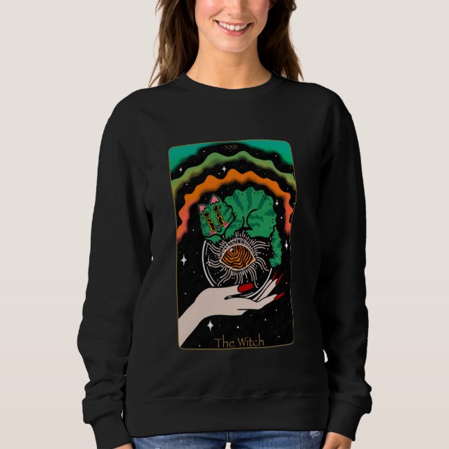 Witch Tarot Card Evil Öga Cat Lovers T Shirt (Framsida)
