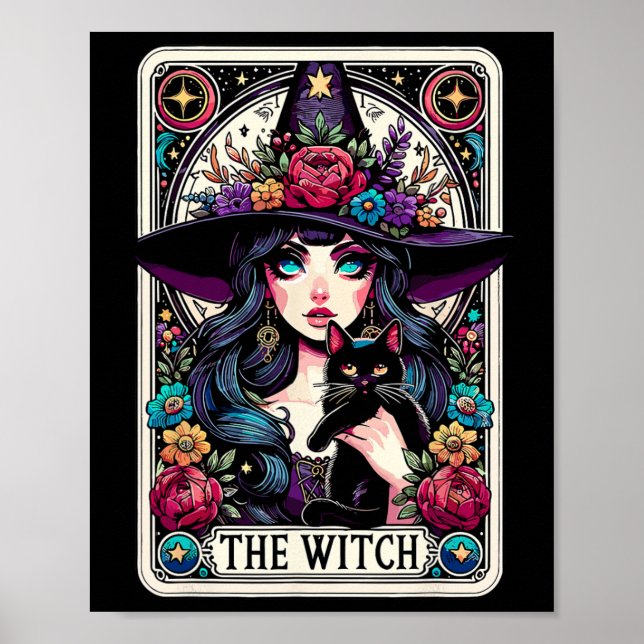 Witch Tarot Card Halloween Gothic Witchy Vibes Poster (Framsidan)