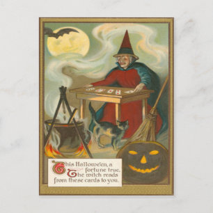 Witch Tarot Fladdermus Full Moon Black Cat Vykort