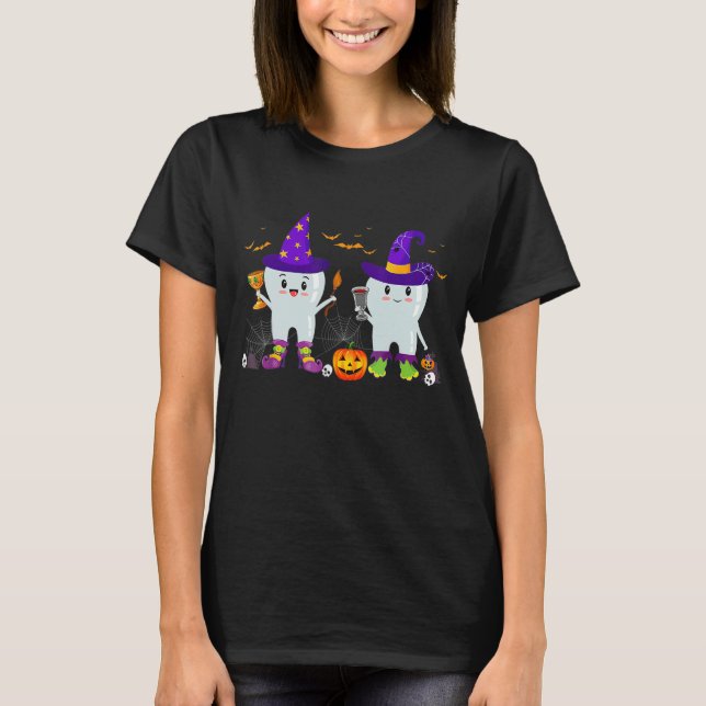 Witch Teeth Cute Witch Teeth Dentist Hallow T Shirt (Framsida)