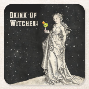 Witch ThBäste halloween fest Cocktail Menu Underlägg Papper Kvadrat