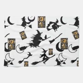 Witch-trollkarl måne-bloomstick kökshandduk