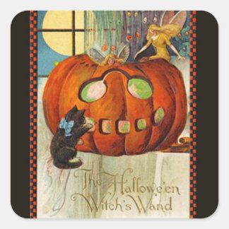 Witch Trollspö Halloween Fyrkantigt Klistermärke