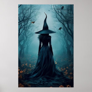 Witch Twilight Mörk Forest Vintage Gothic Wall Poster